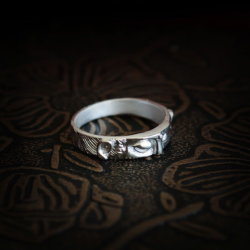 Fortune Jewel 999 Sterling Silver Buddha Eyes Protection Ring