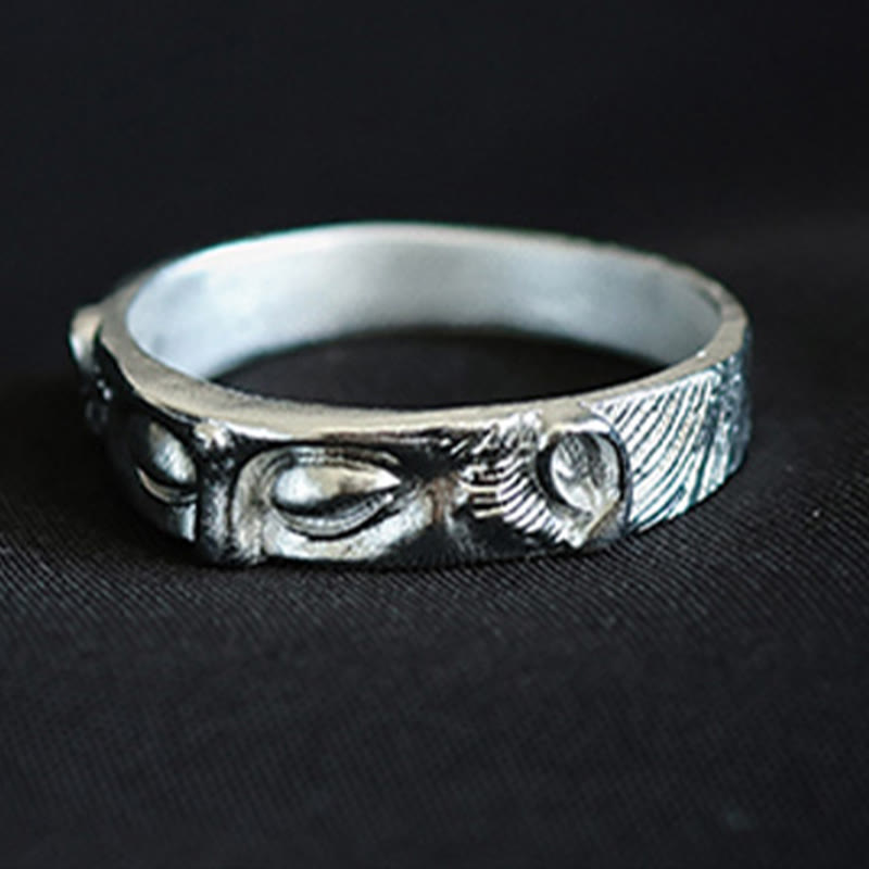 Fortune Jewel 999 Sterling Silver Buddha Eyes Protection Ring