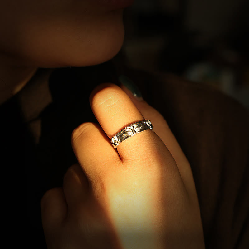 Fortune Jewel 999 Sterling Silver Buddha Eyes Protection Ring