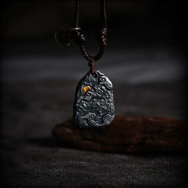 Fortune Jewel 999 Sterling Silver 24k Gold Auspicious Clouds Protection Necklace Pendant