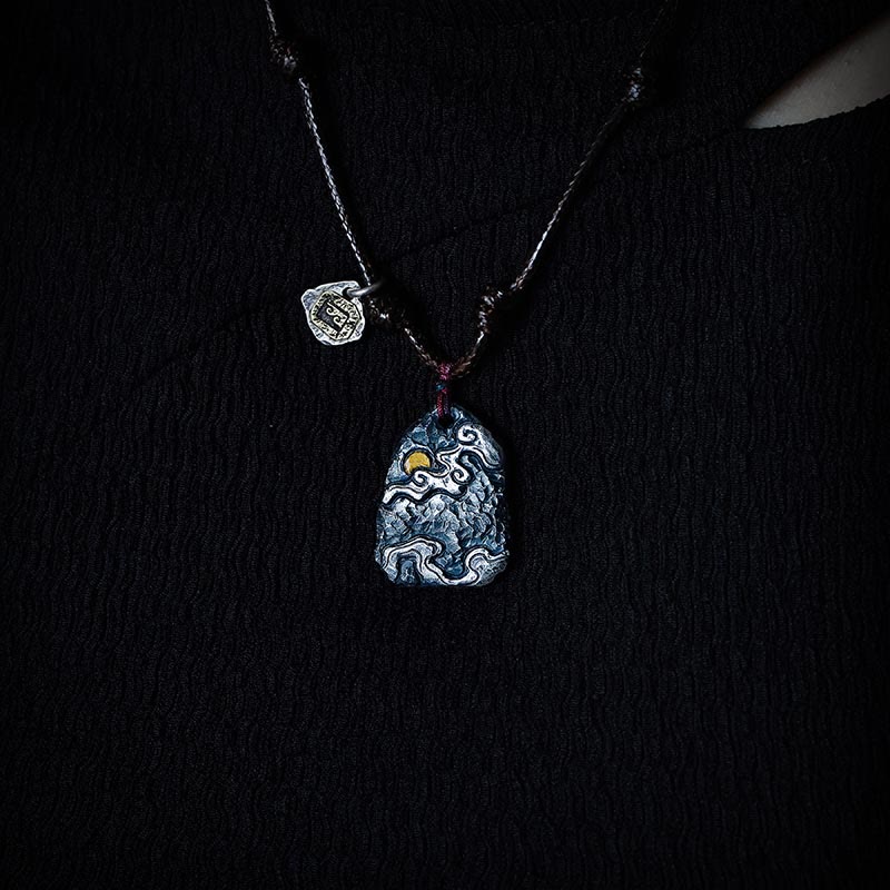 Fortune Jewel 999 Sterling Silver 24k Gold Auspicious Clouds Protection Necklace Pendant