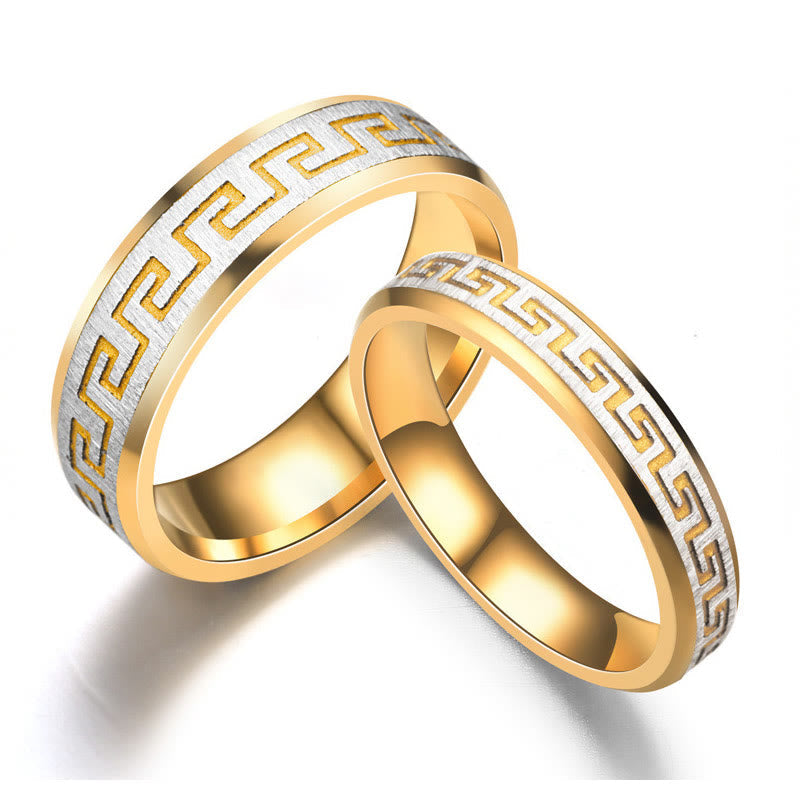 Fortune Jewel Tibetan Great Wall Pattern Titanium Steel Balance Ring