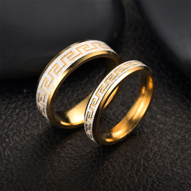 Fortune Jewel Tibetan Great Wall Pattern Titanium Steel Balance Ring