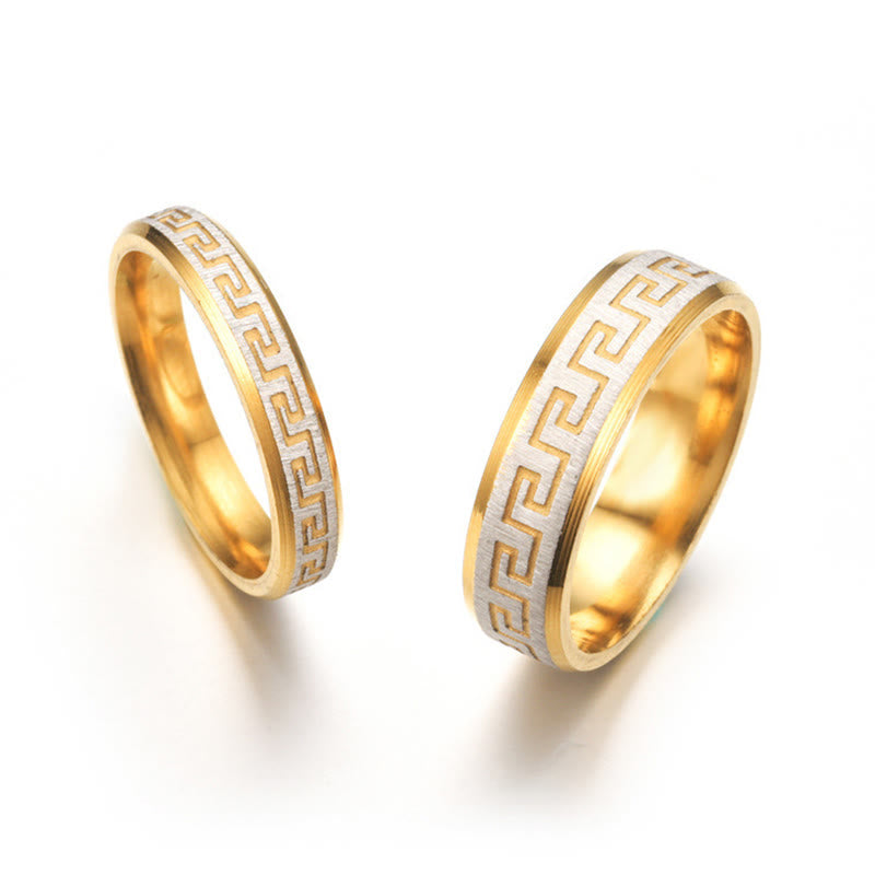 Fortune Jewel Tibetan Great Wall Pattern Titanium Steel Balance Ring