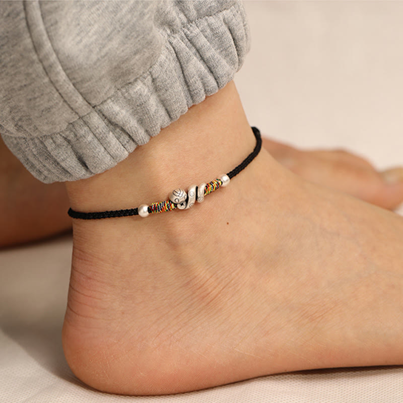 Fortune Jewel Red String 999 Sterling Silver Year Of The Snake Anklet