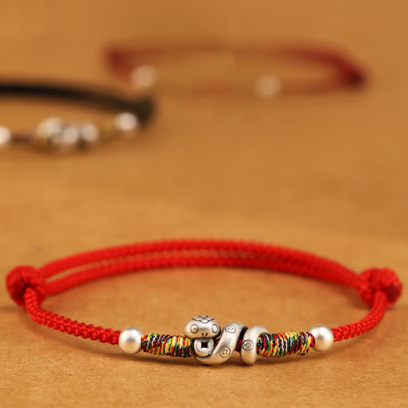 Fortune Jewel Red String 999 Sterling Silver Year Of The Snake Anklet