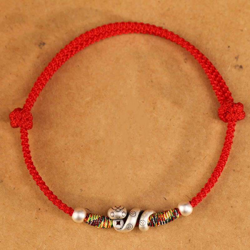 Fortune Jewel Red String 999 Sterling Silver Year Of The Snake Anklet