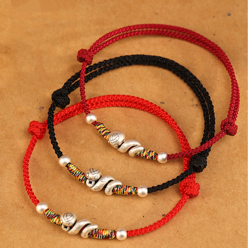 Fortune Jewel Red String 999 Sterling Silver Year Of The Snake Anklet