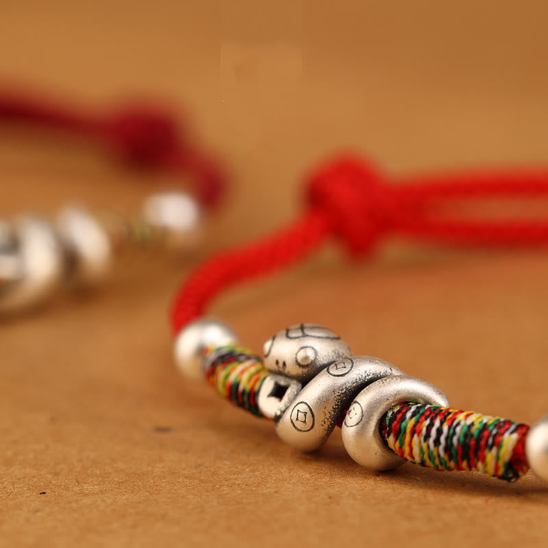 Fortune Jewel Red String 999 Sterling Silver Year Of The Snake Anklet