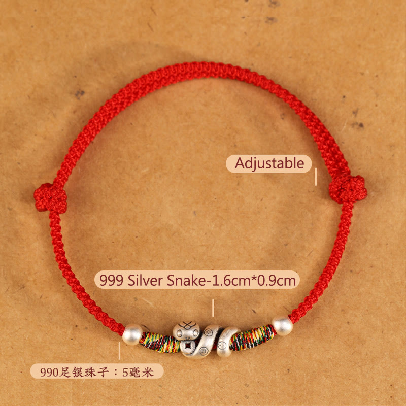 Fortune Jewel Red String 999 Sterling Silver Year Of The Snake Anklet