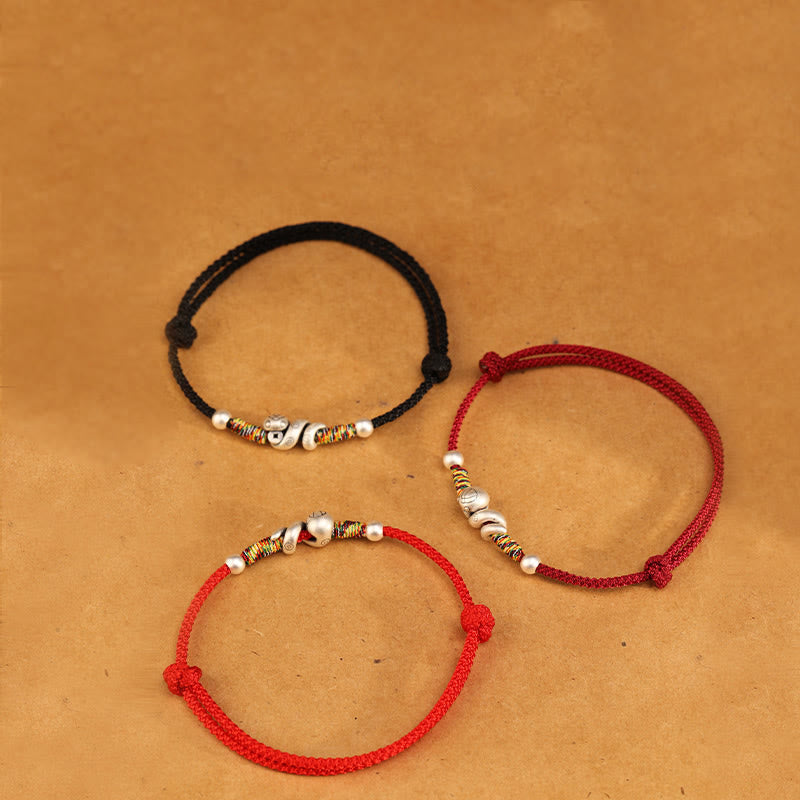Fortune Jewel Red String 999 Sterling Silver Year Of The Snake Anklet