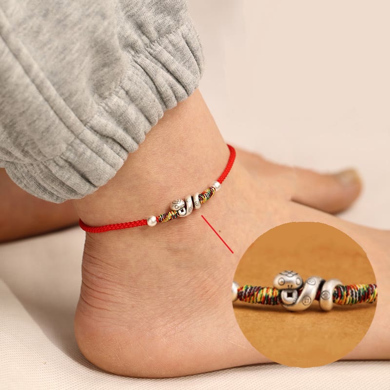 Fortune Jewel Red String 999 Sterling Silver Year Of The Snake Anklet