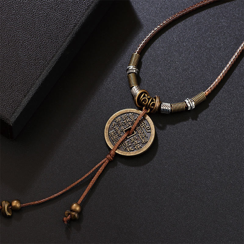 Fortune Jewel Mountain Ghosts Spend Money Bagua Alloy Copper Coin Harmony Necklace Pendant
