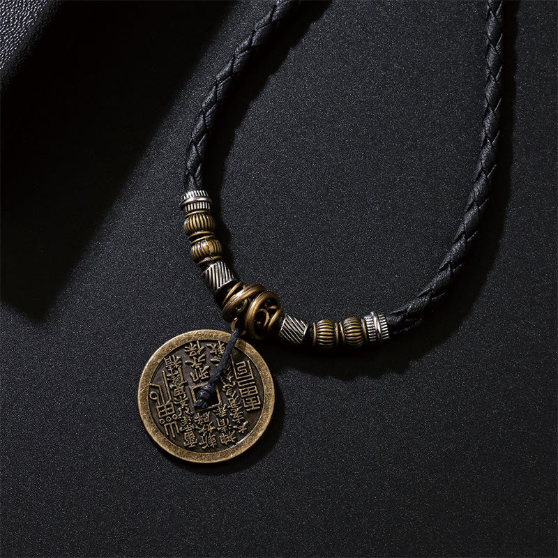 Fortune Jewel Mountain Ghosts Spend Money Bagua Alloy Copper Coin Harmony Necklace Pendant