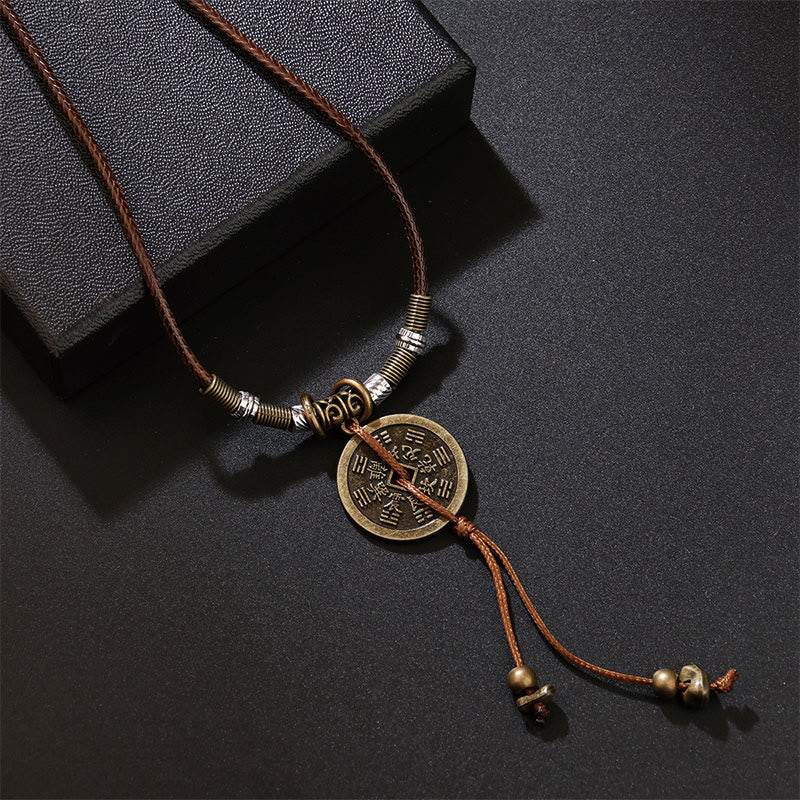 Fortune Jewel Mountain Ghosts Spend Money Bagua Alloy Copper Coin Harmony Necklace Pendant