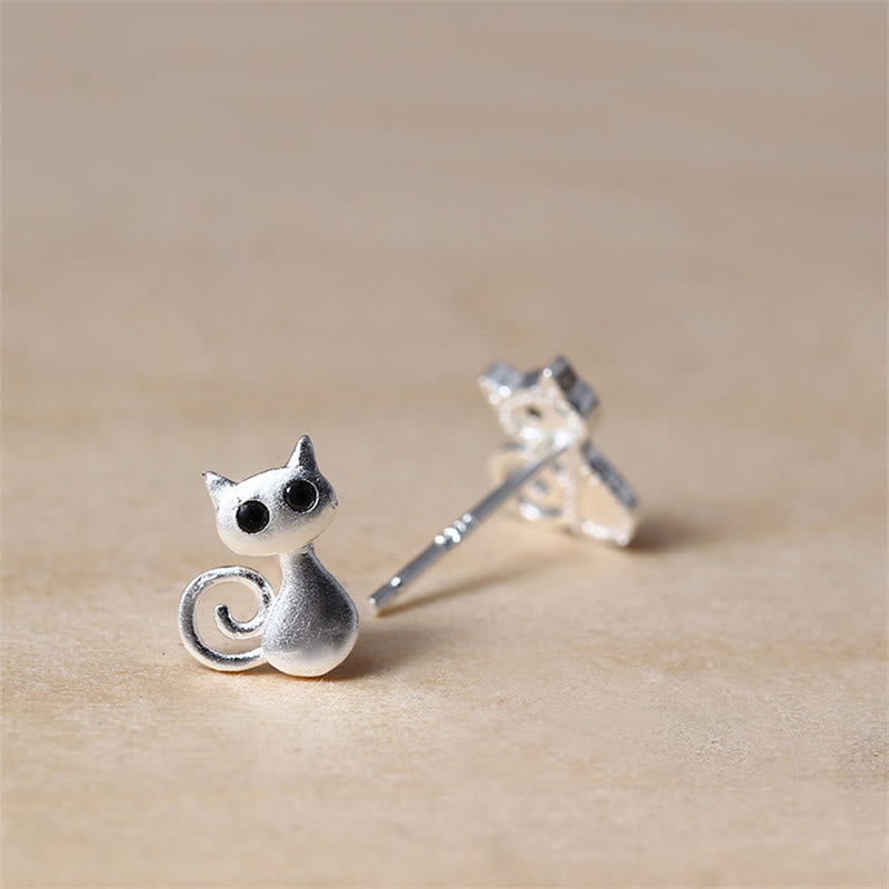 Fortune Jewel 925 Sterling Silver Posts Cute Cat Kitten Blessing Stud Earrings