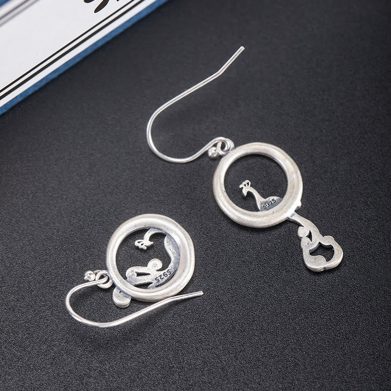 Fortune Jewel 925 Sterling Silver Round Asymmetry Peacock Fortune Earrings