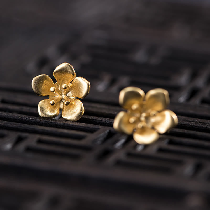 Fortune Jewel 925 Sterling Silver Golden Peach Blossom Balance Earrings