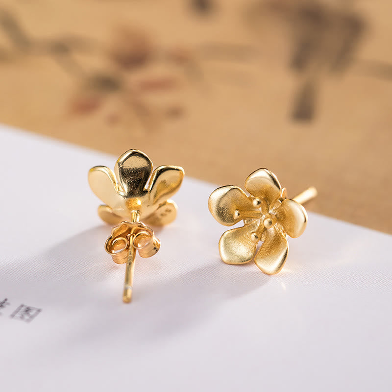 Fortune Jewel 925 Sterling Silver Golden Peach Blossom Balance Earrings