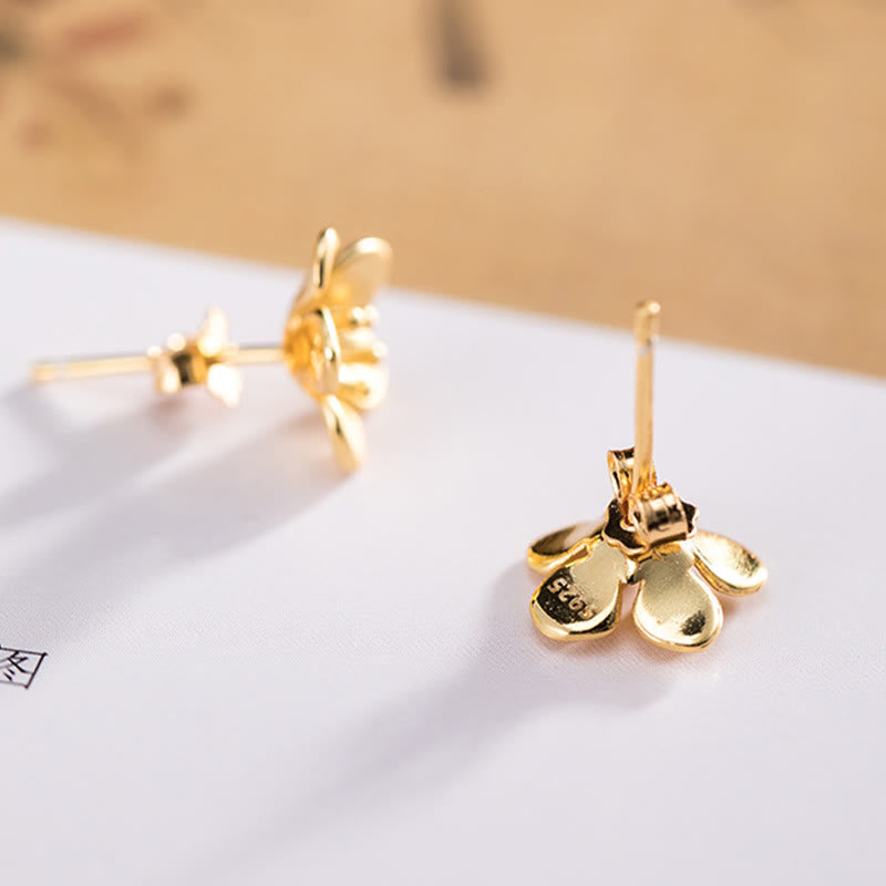 Fortune Jewel 925 Sterling Silver Golden Peach Blossom Balance Earrings