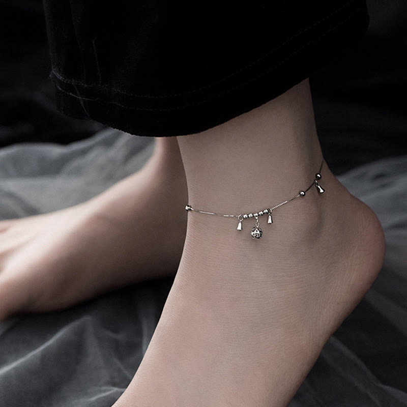 Fortune Jewel 925 Sterling Silver Antiquity Bell Protection Anklet