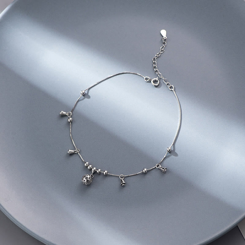 Fortune Jewel 925 Sterling Silver Antiquity Bell Protection Anklet