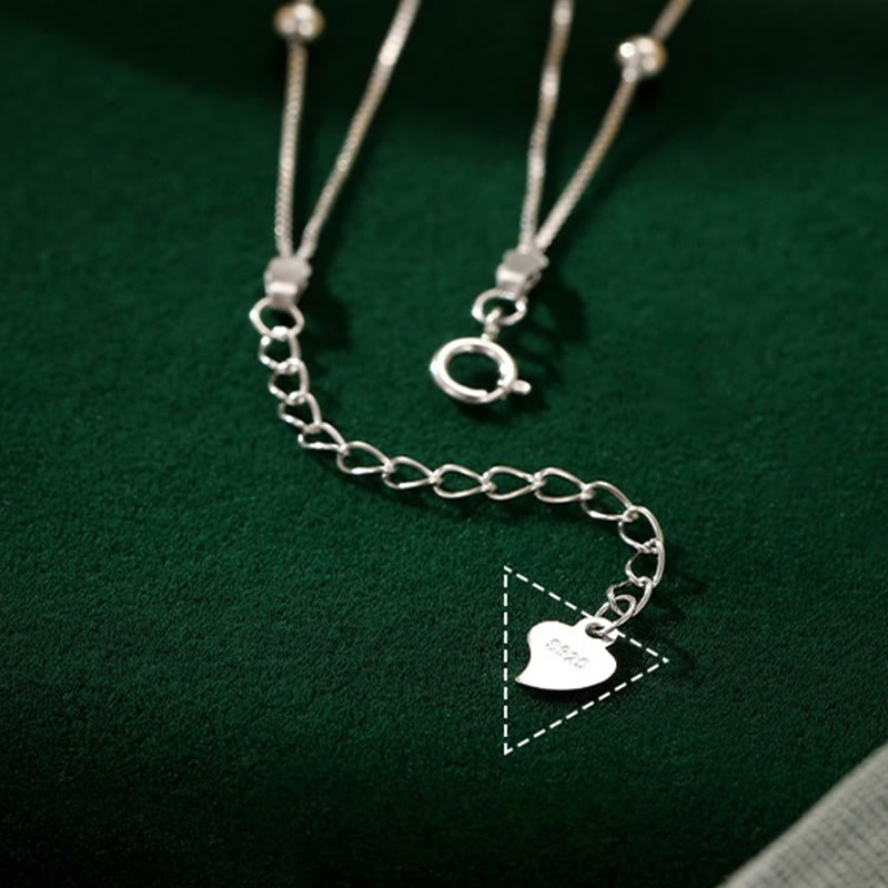 Fortune Jewel 925 Sterling Silver Ginkgo Leaf Double Layer Protection Anklet