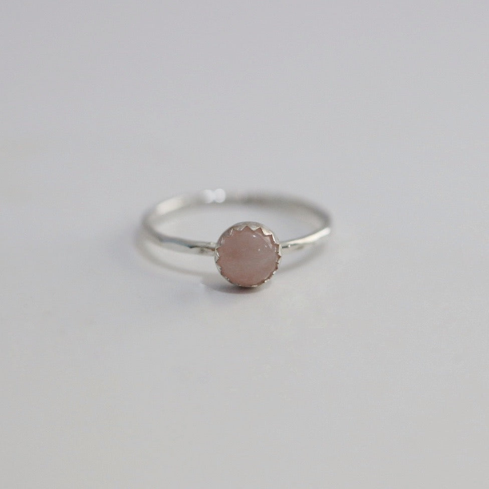 Rose Quartz and Sterling Silver Gemstone Stacking Ring