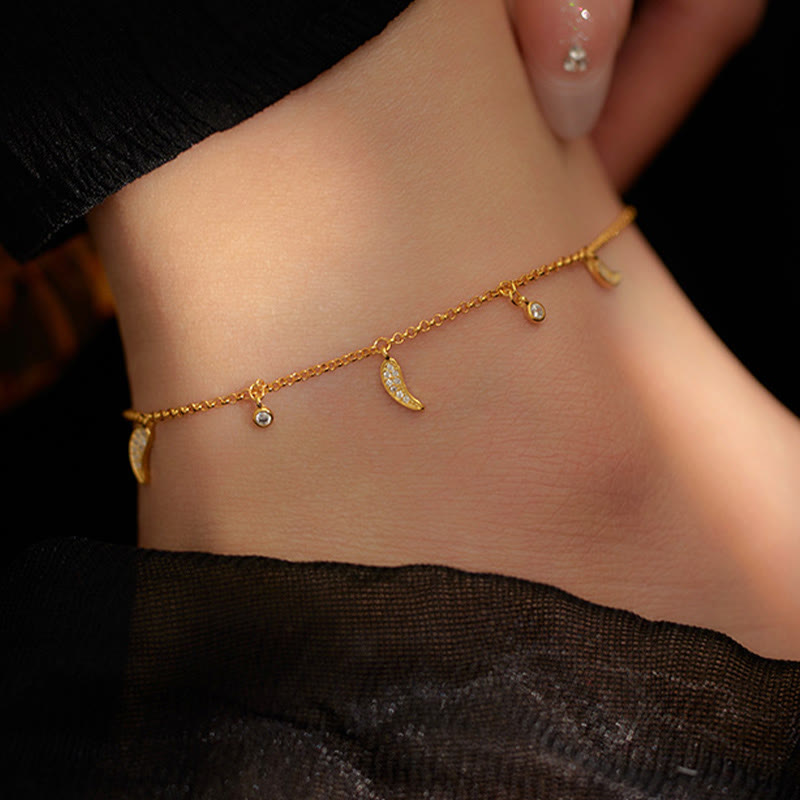 Fortune Jewel 925 Sterling Silver Zircon Little Pepper Charm Protection Anklet
