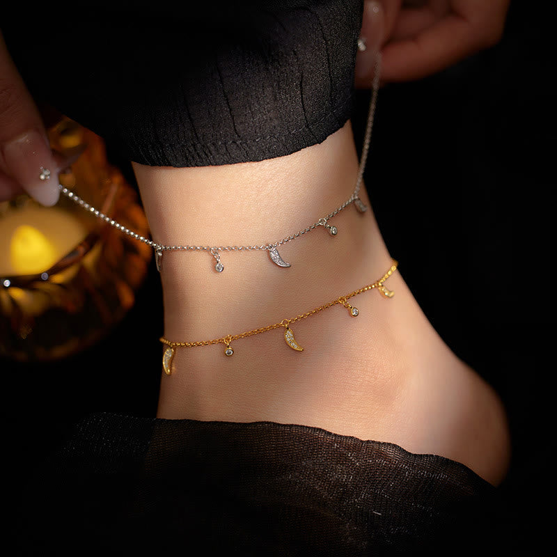 Fortune Jewel 925 Sterling Silver Zircon Little Pepper Charm Protection Anklet