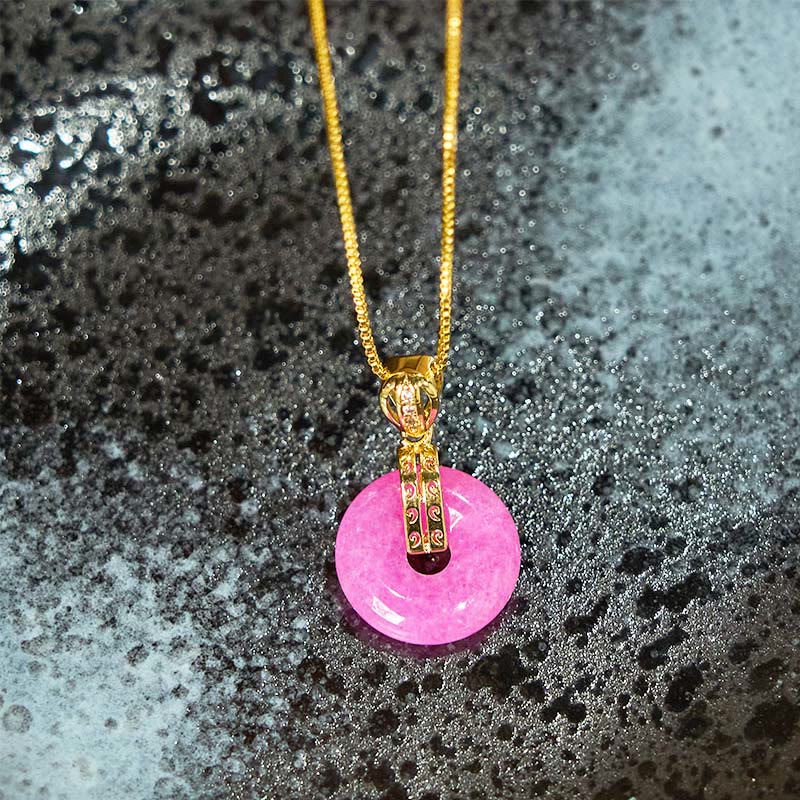 Fortune Jewel Purple Jade Peace Buckle Happiness Necklace Pendant