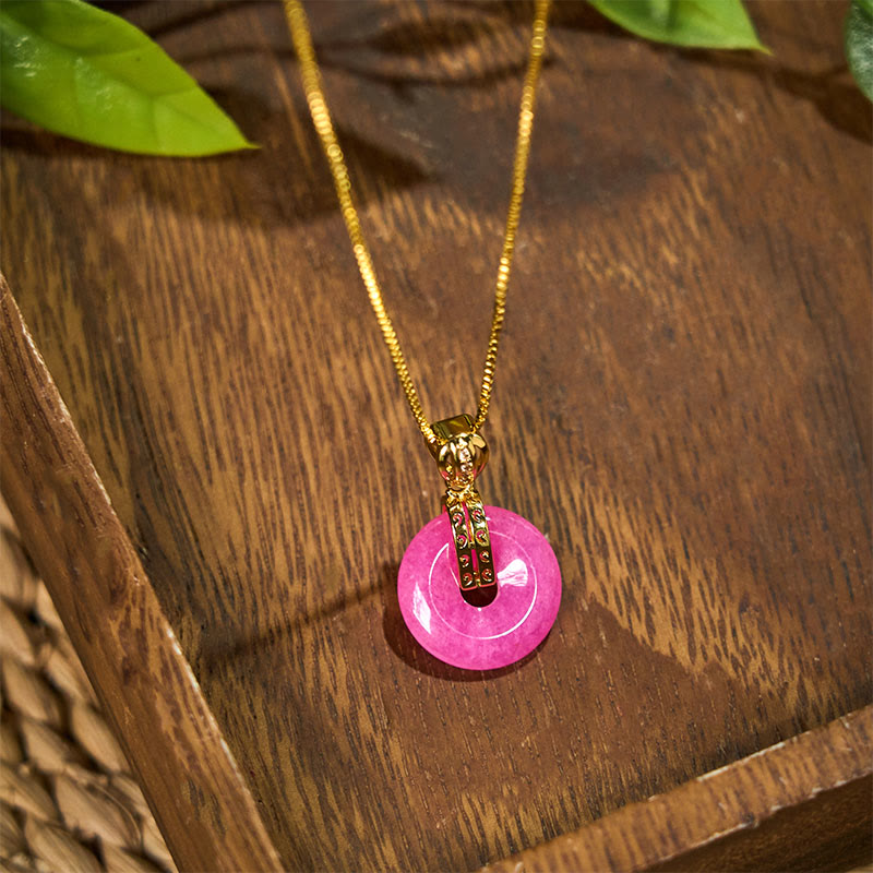 Fortune Jewel Purple Jade Peace Buckle Happiness Necklace Pendant