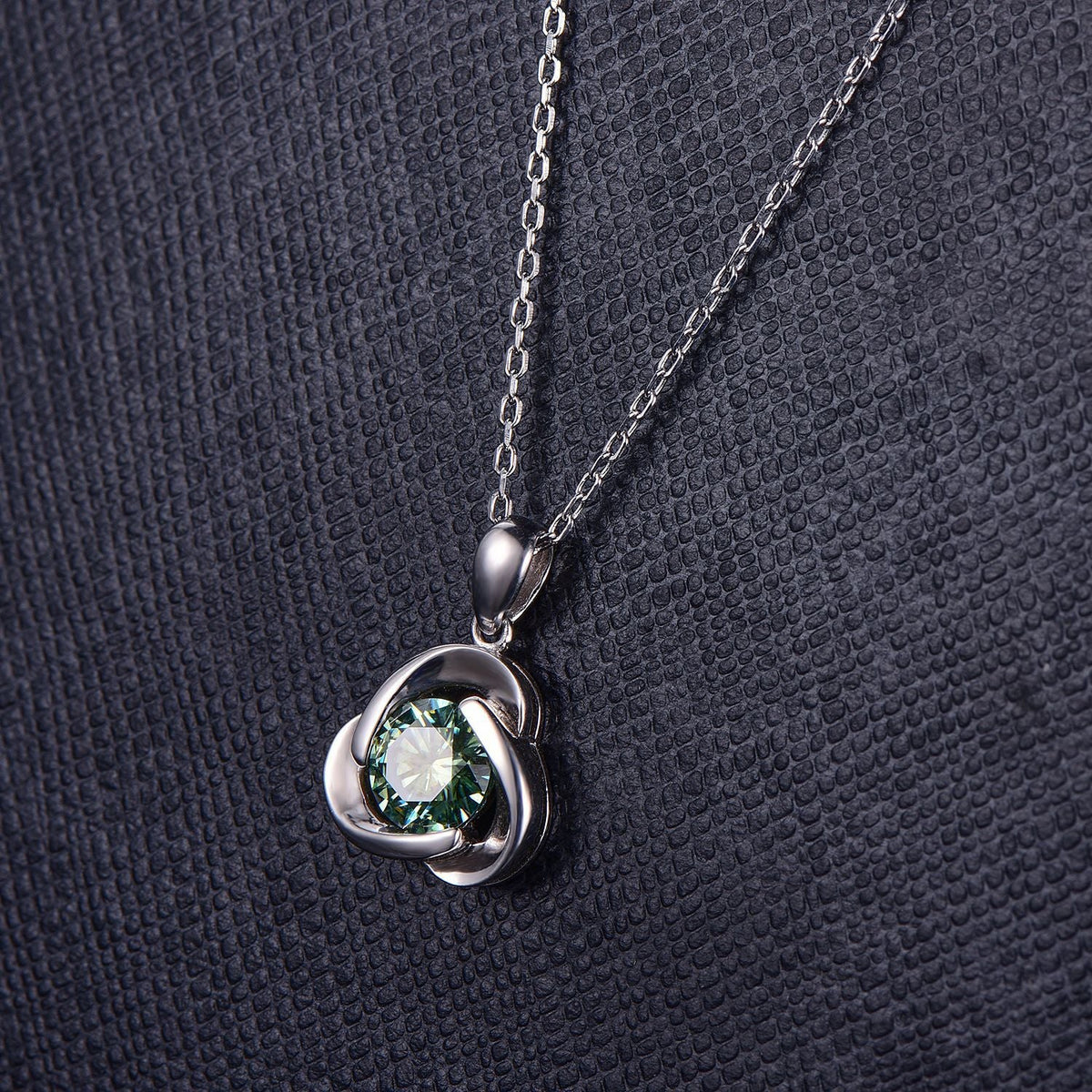 Mira - Round Cut Green Moissanite Classic Necklace