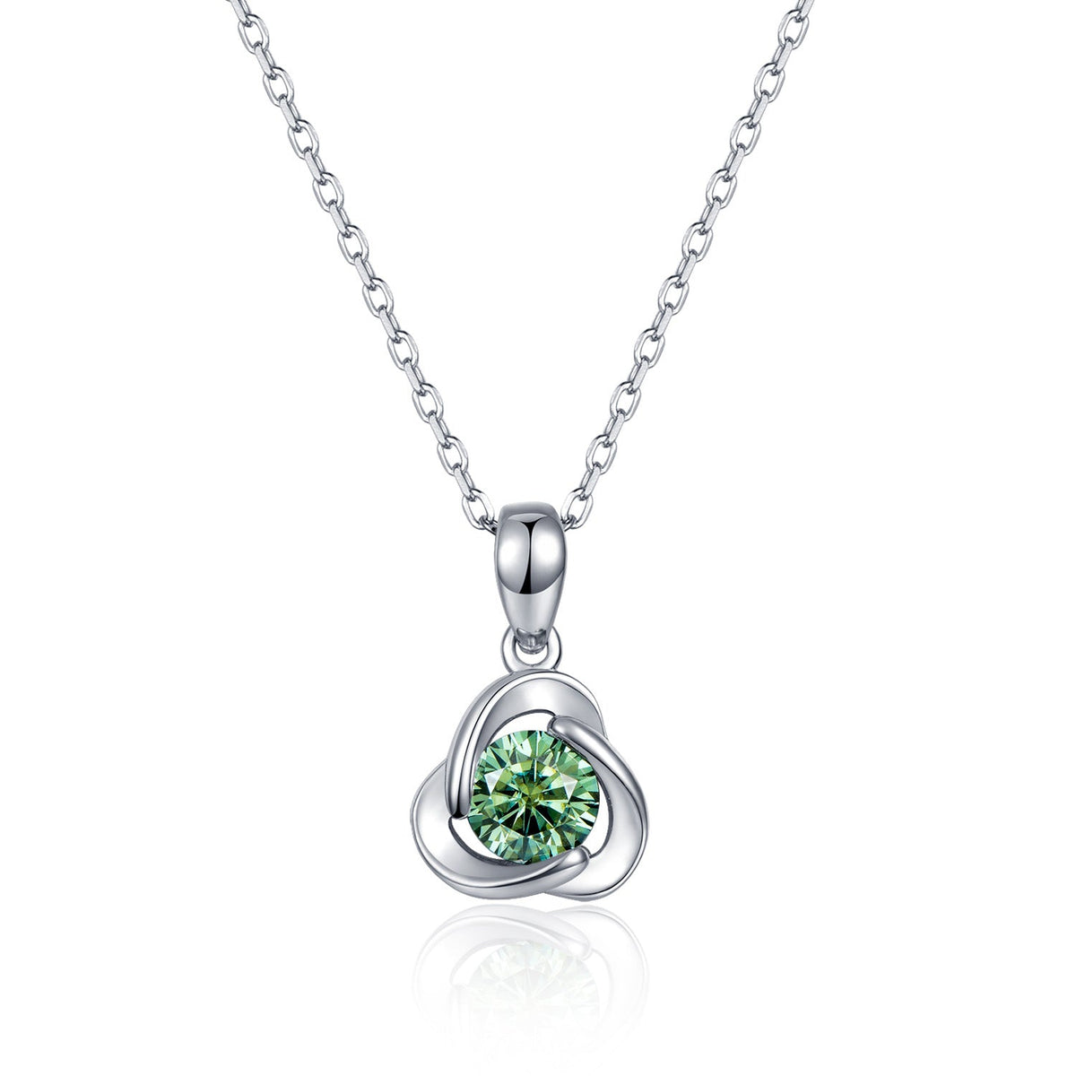 Mira - Round Cut Green Moissanite Classic Necklace