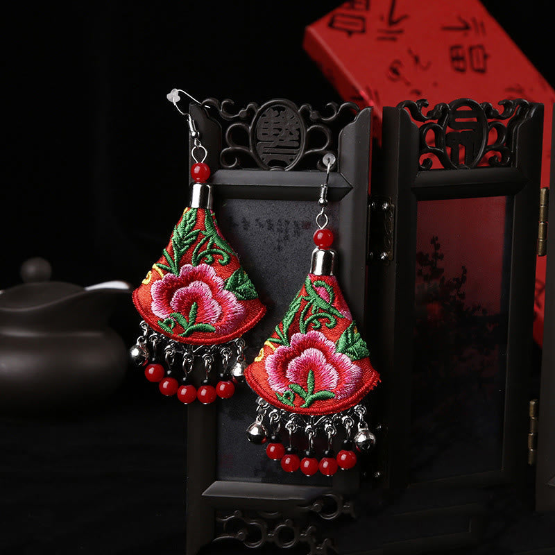Fortune Jewel Handmade Yi Embroidery Flower Harmony Earrings