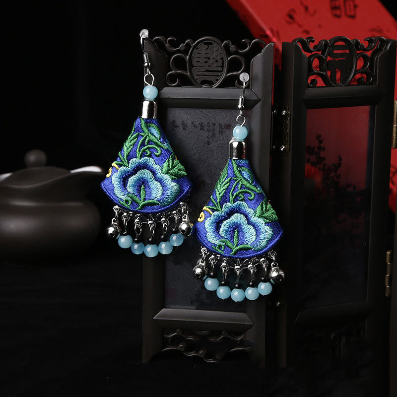 Fortune Jewel Handmade Yi Embroidery Flower Harmony Earrings