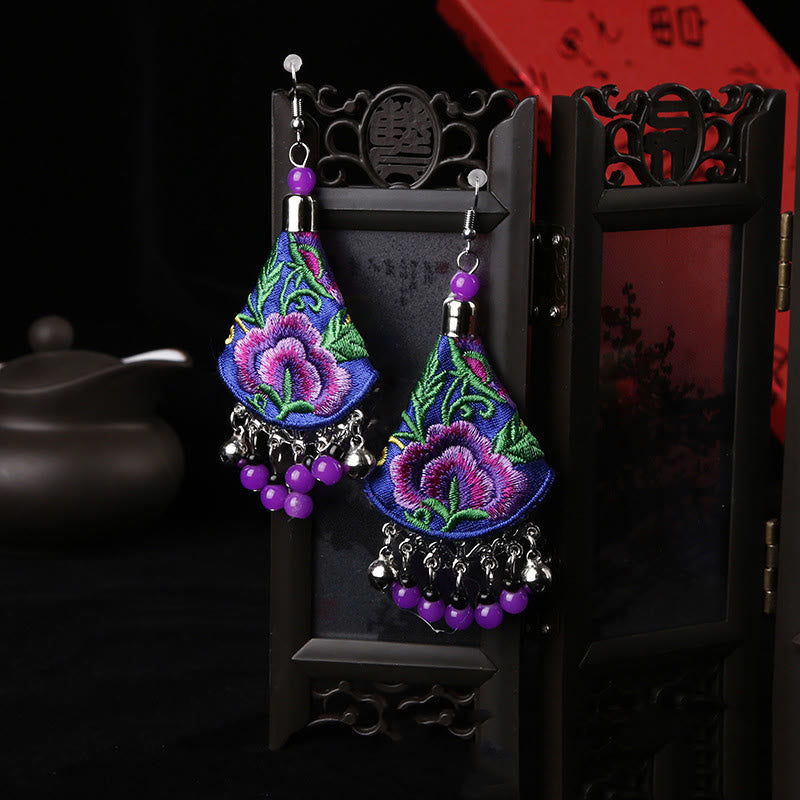 Fortune Jewel Handmade Yi Embroidery Flower Harmony Earrings