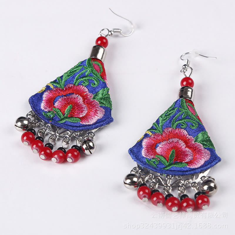 Fortune Jewel Handmade Yi Embroidery Flower Harmony Earrings