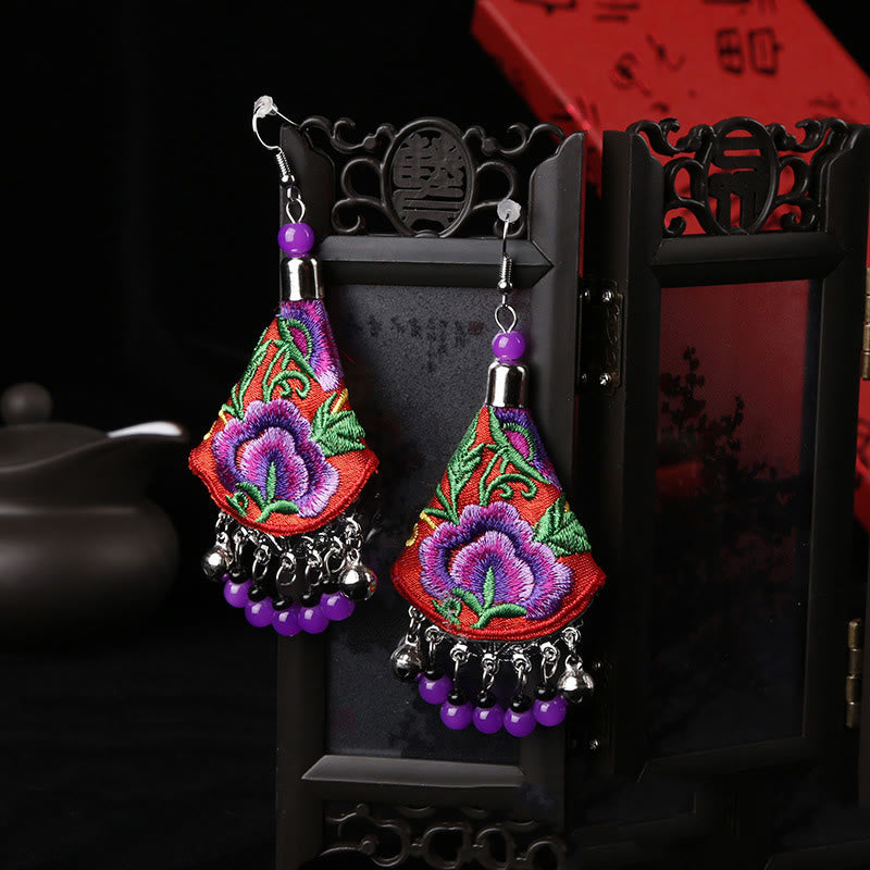 Fortune Jewel Handmade Yi Embroidery Flower Harmony Earrings