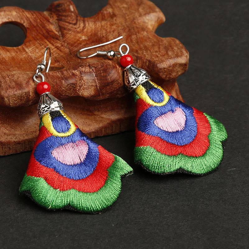 Fortune Jewel Handmade Colorful Yi Embroidery Harmony Earrings