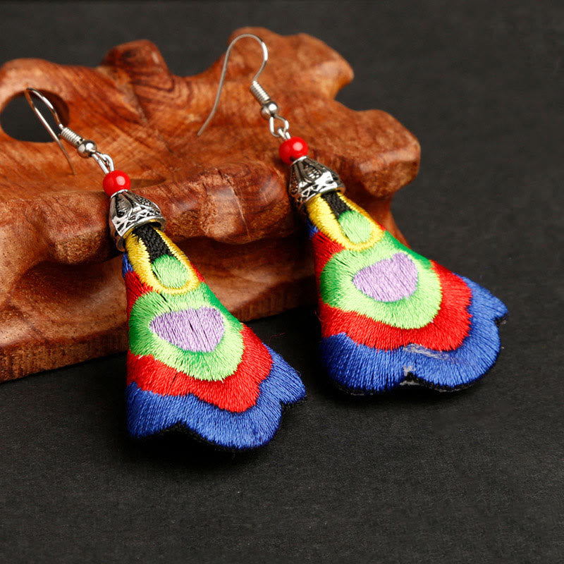 Fortune Jewel Handmade Colorful Yi Embroidery Harmony Earrings