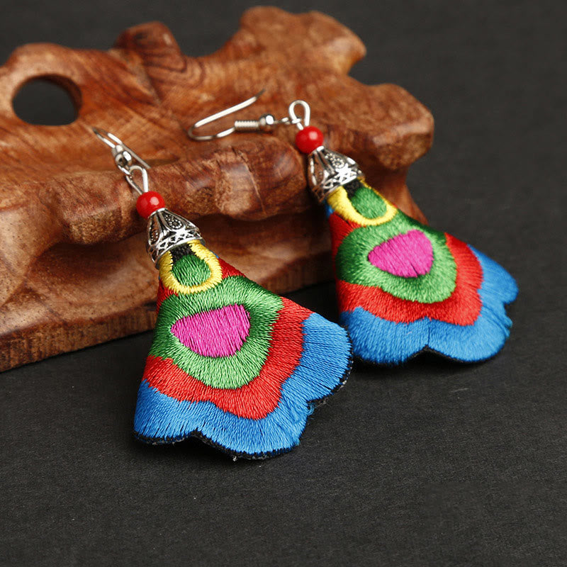 Fortune Jewel Handmade Colorful Yi Embroidery Harmony Earrings
