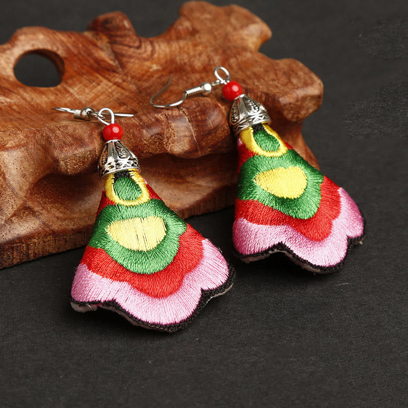 Fortune Jewel Handmade Colorful Yi Embroidery Harmony Earrings