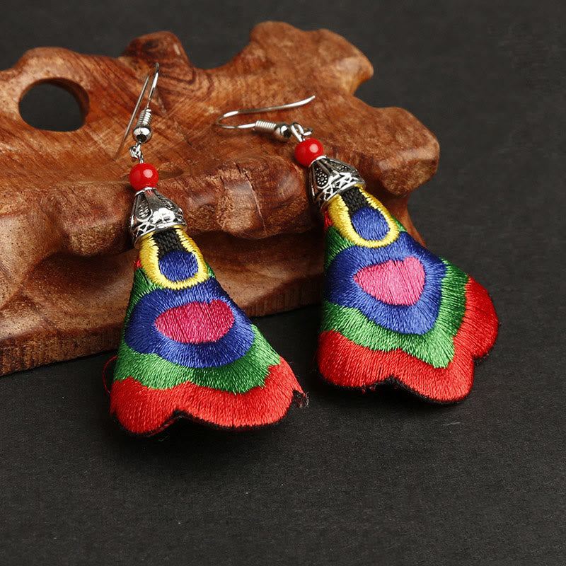 Fortune Jewel Handmade Colorful Yi Embroidery Harmony Earrings