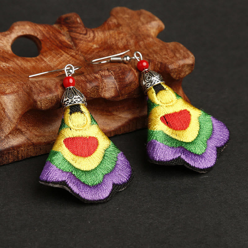 Fortune Jewel Handmade Colorful Yi Embroidery Harmony Earrings