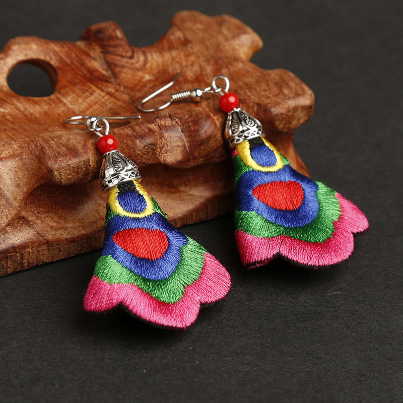 Fortune Jewel Handmade Colorful Yi Embroidery Harmony Earrings