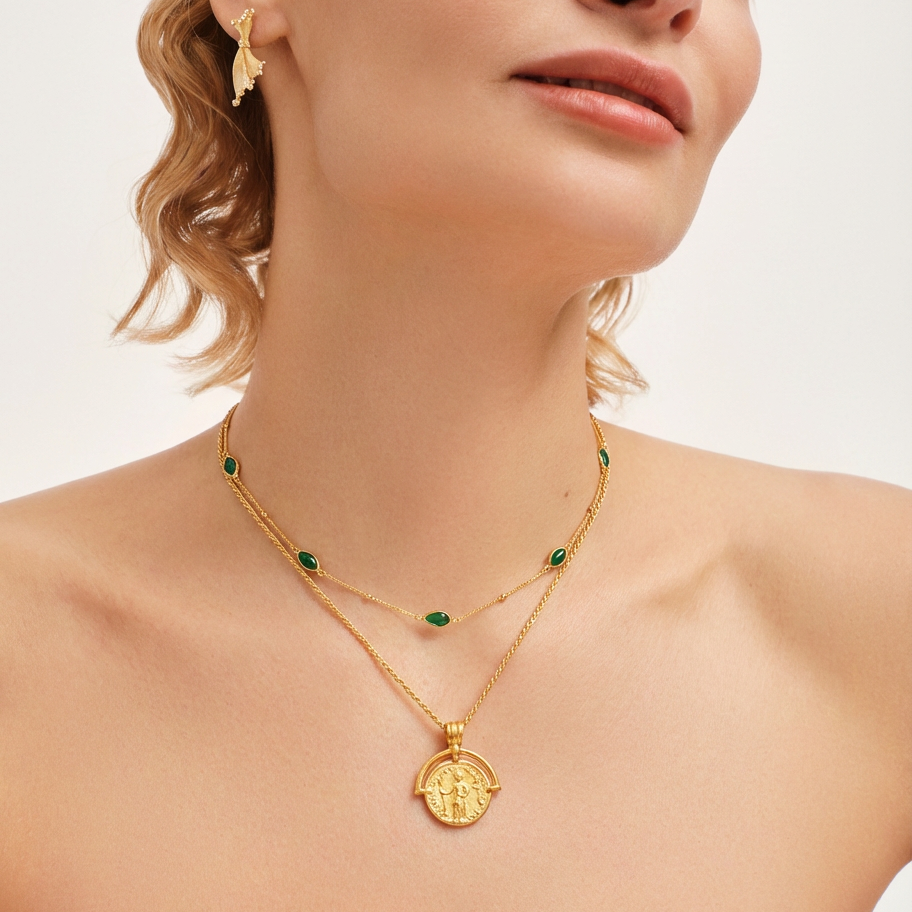 18K Gold Vermeil Magma Gemstone Charm Choker