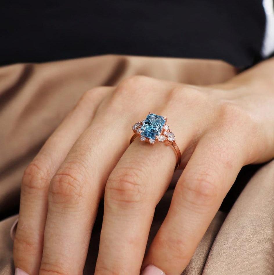 Seraphina’s Radiance | 2CT Radiant Cut Sapphire Engagement Ring