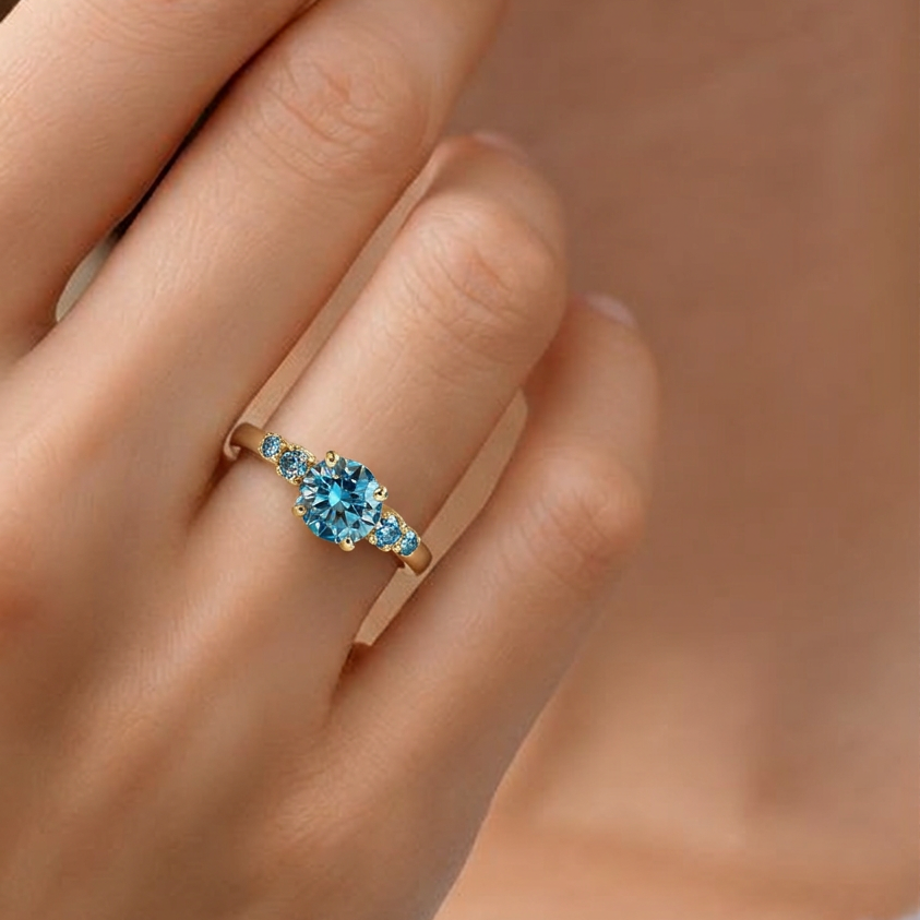 Althea  Classic 1CT Round-Cut Blue Sapphire Gold Ring