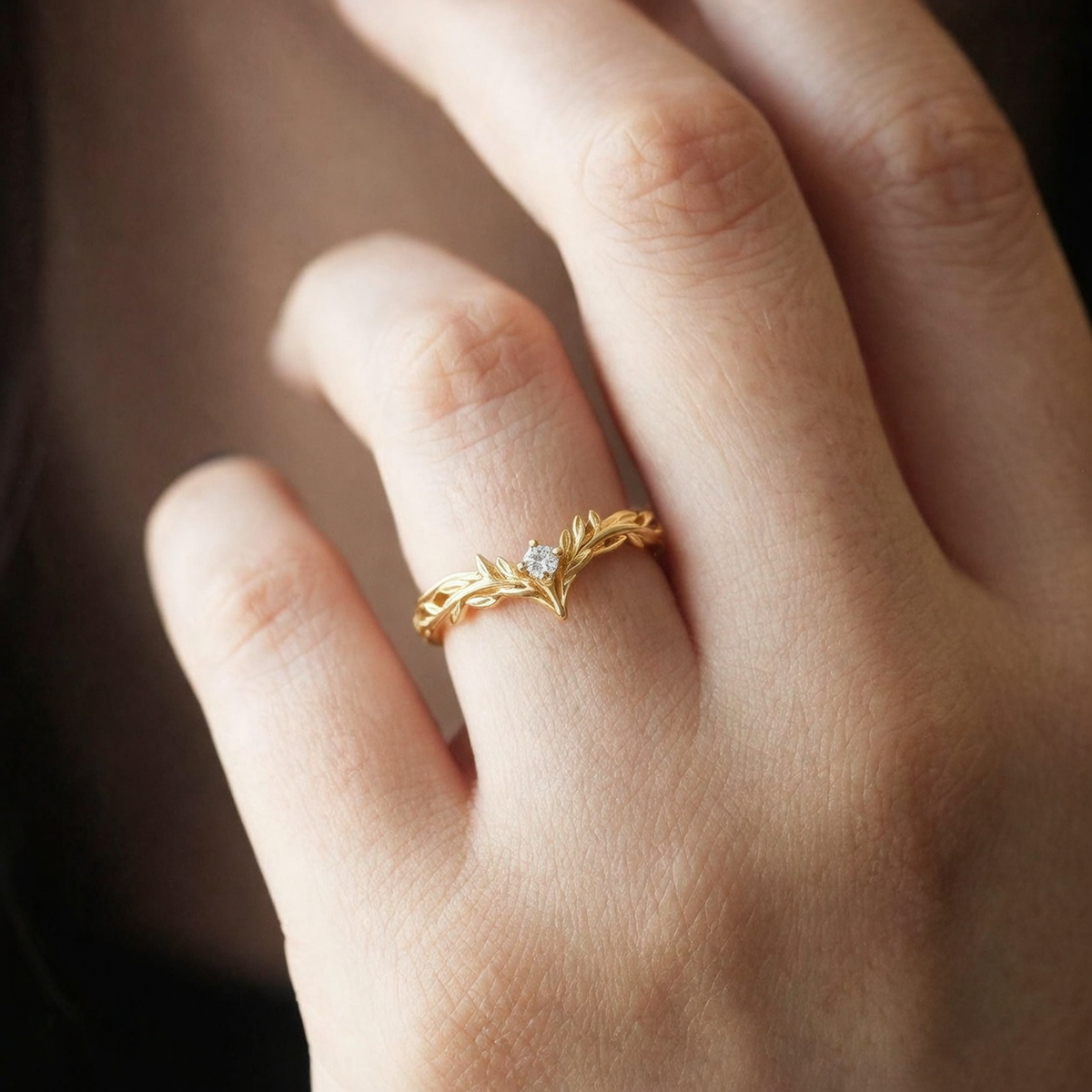 Angel’s Garden | Diamond Leaf Wedding Band